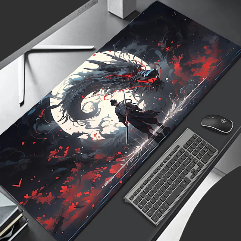 Mouse Pad Gaming Moon Samurai Pc Accessories Laptop Computer Speed Mini Pc Gamer Keyboard Desk Mat Big 100x50 Mousepad Gift 3