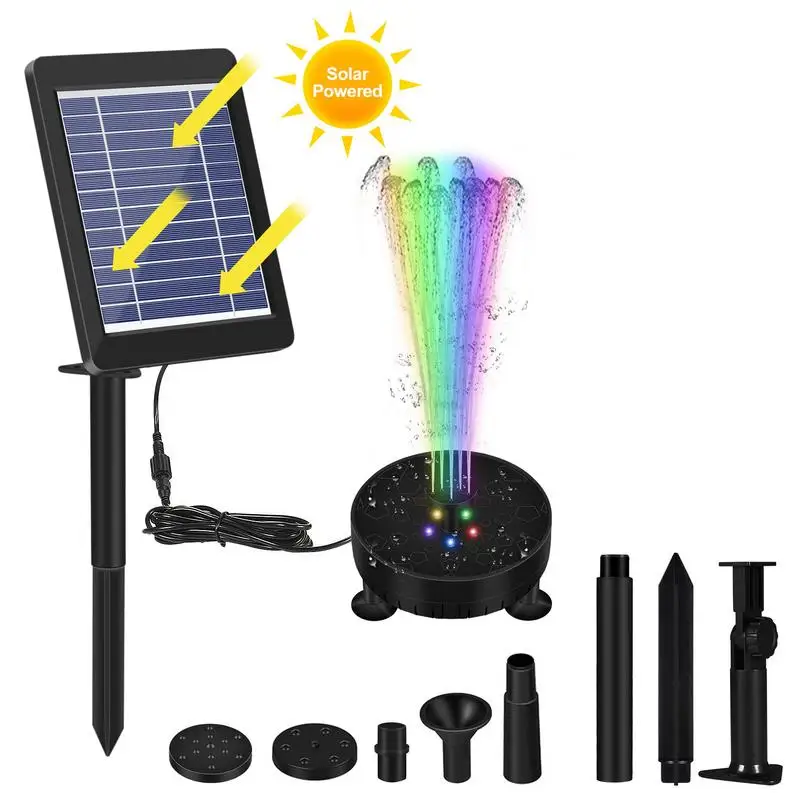 

Solar Colorful 5 LED Light Fountain Kit Swimming Pool Float Fountain Multi-type Nozzle Yard Garden Pool Lawn Decor