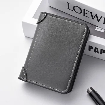 1Pc New Ultra-thin Mini Soft PU Leather Credit Card Wallet Holder Short Vertical High Quality Men's Wallet 9