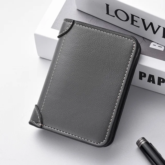 1Pc New Ultra-thin Mini Soft PU Leather Credit Card Wallet Holder Short Vertical High Quality Men's Wallet 9