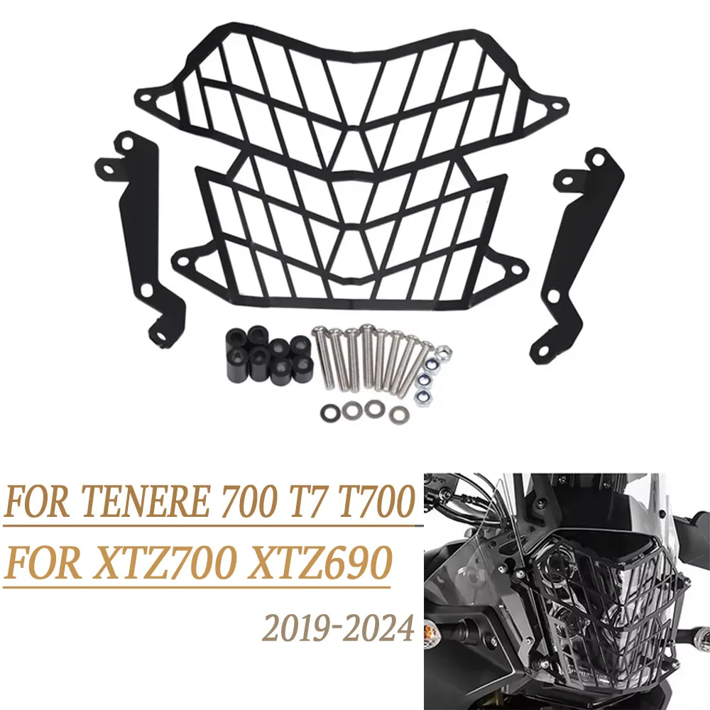 Protector De Faro En Malla De Acero Para Yamaha Tenere 700 / T7 / XTZ700 (2019-2025) - Negro, Antipiedras