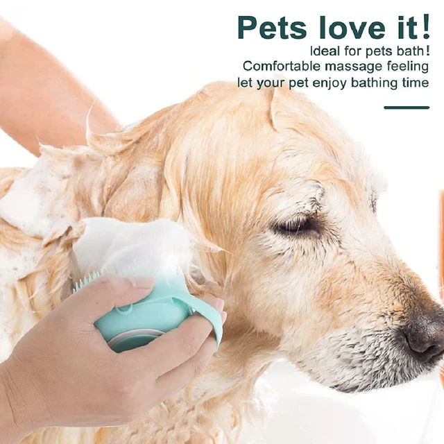 Pet Grooming Bath Massage Brush With Soap And Shampoo Dispenser