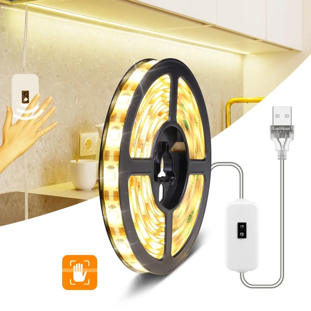 

USB LED Strip Light Motion Sensor USB Hand Sweep Waving ON OFF Sensor LED TV Backlight Lamp Tape Kitchen Waterproof Diode Lights