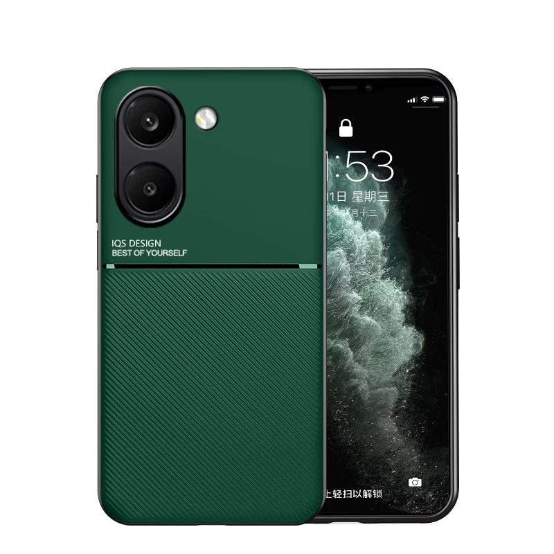 Minimalist Business Style PU Leather + TPU Non-Slip Texture Protective Back Cover
