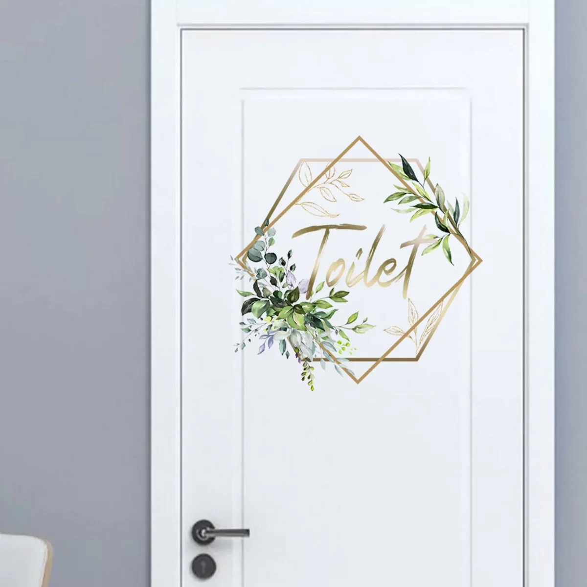 Bathroom Toilet Doors English PVC Self-Adhesive Flower Wall Door Sticker WC Room Decor Wedding Home Decorations Accessories