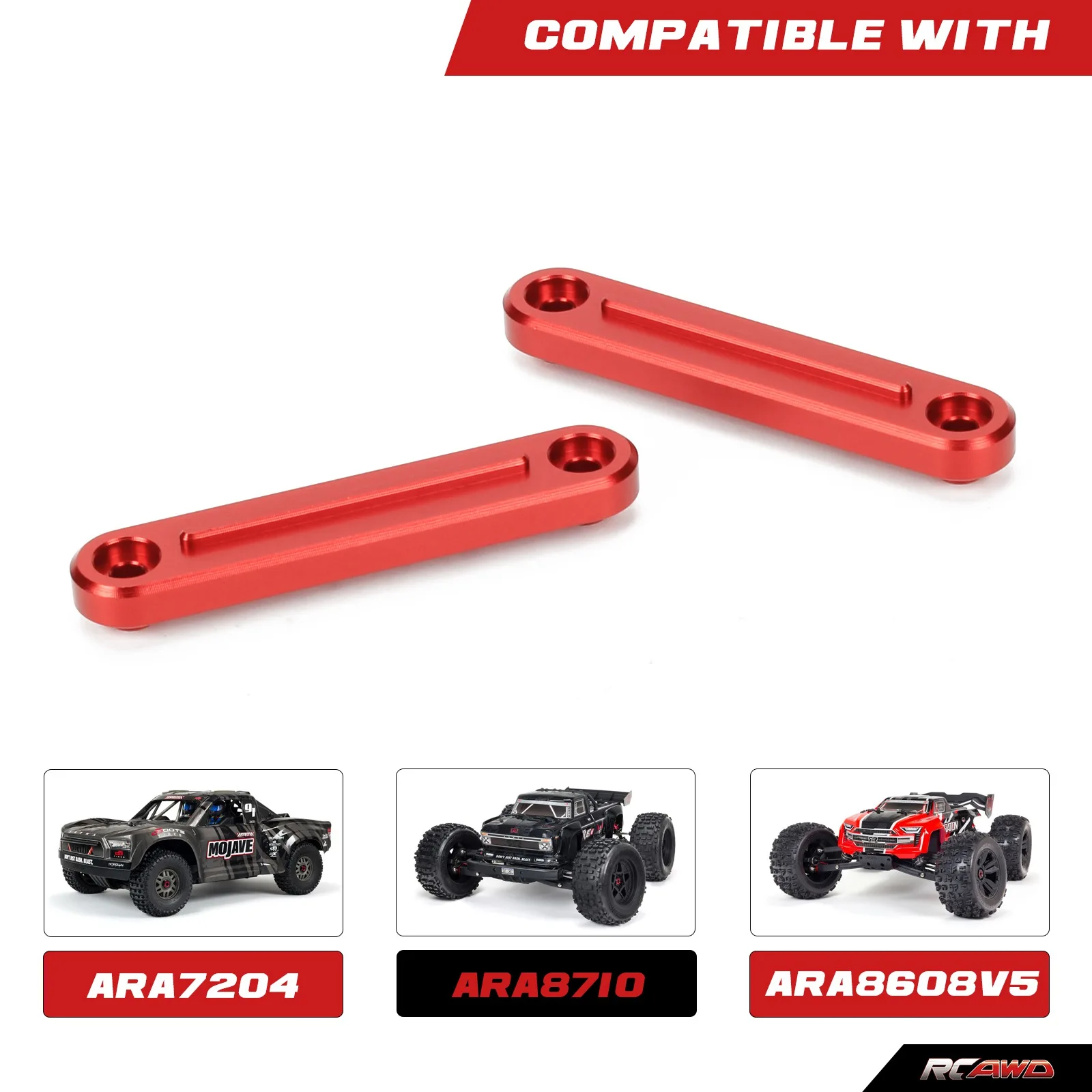 Aluminum Alloy RC Roof Rails Upgrade For ARRMA 1/7 Scale (MOJAVE 6S BLX) - Lightweight, Durable Replacement Parts (Red) - Includes Screws