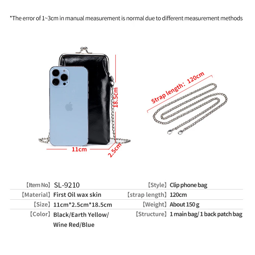 Crossbody Cell Phone Purse for Women Small Soft Leather Messenger Bags Women Strap Handbag Female Chain Clip Bag Shoulder Pouch