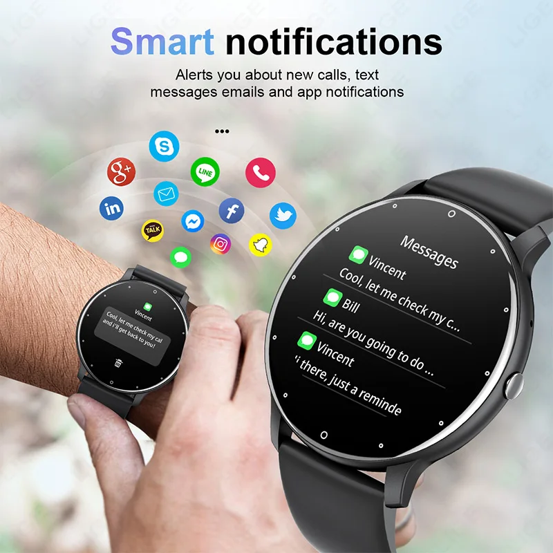 LIGE Smart Watch 2025 Bluetooth Call Smartwatch Fitness Tracker Heart Rate Monitor Sports Man Woman SmartWatches For Android IOS