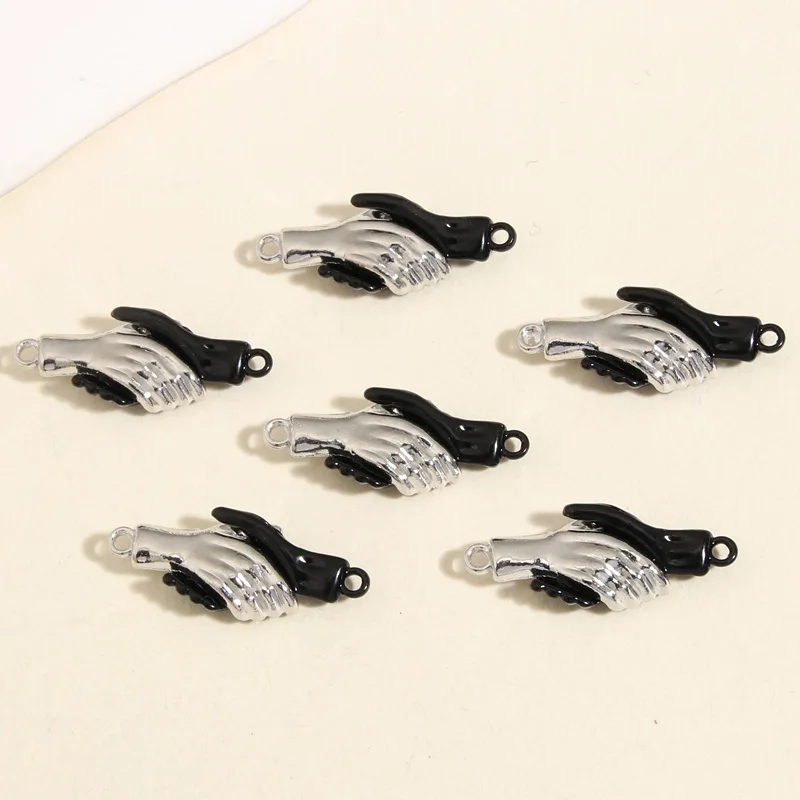 

5sets(10pcs) Double Color 31x12mm Funny Enamel Handshake Charms Magnetic Snap Pendant Fit Necklaces DIY Jewelry Finding Supplies