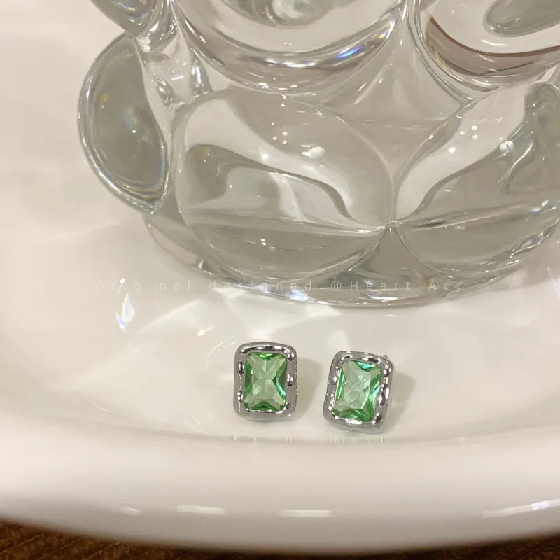 925 Sterling Silber Quadratische Grüne Zirkon-Ohrstecker für Damen Piercing Hochzeit Luxus-Schmuck Großhandel Juwelen Money 925 – Detail 6