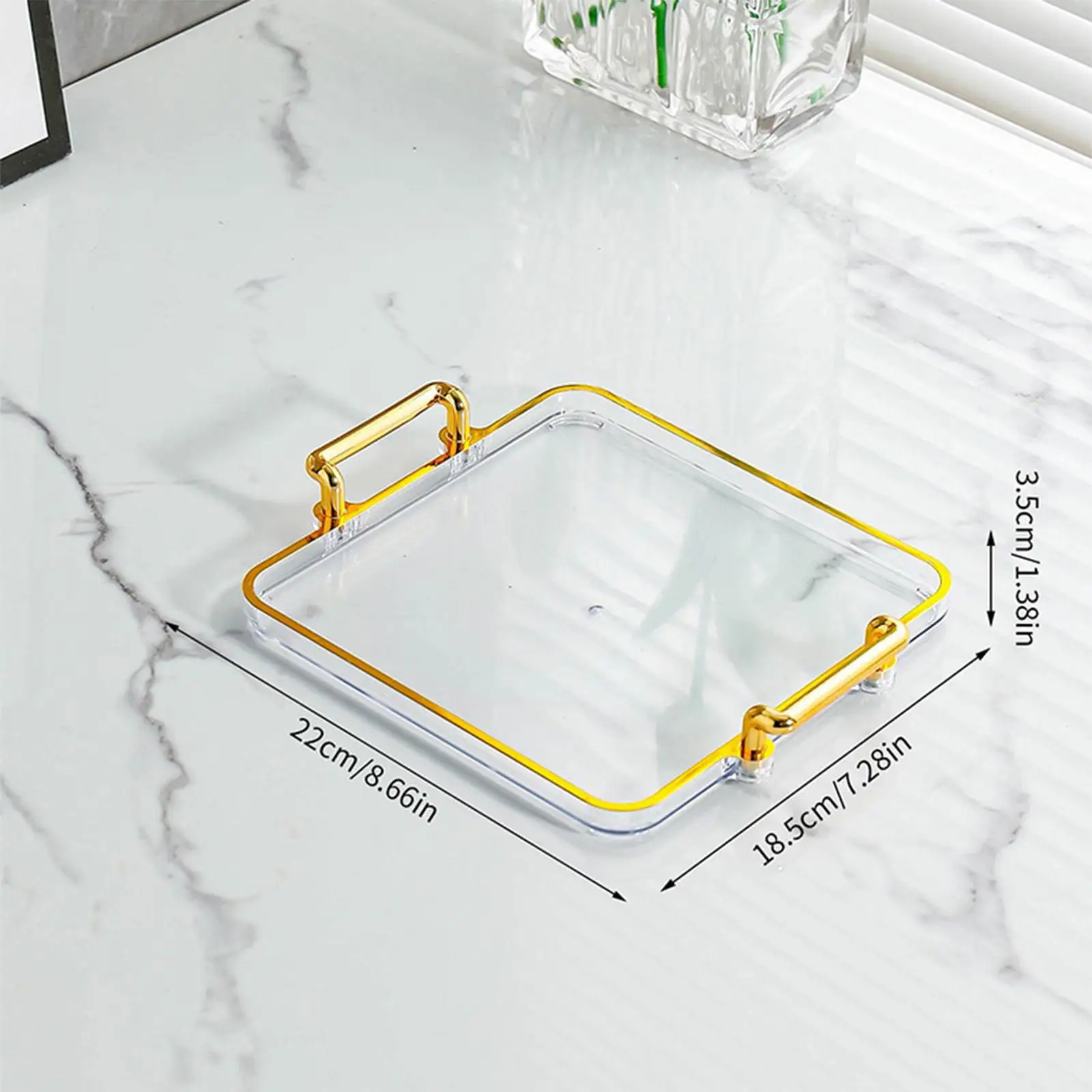 Bandeja De Servir De Porcelana Con Asas - Estilo Británico, Borde Dorado, 40.7x27.5cm