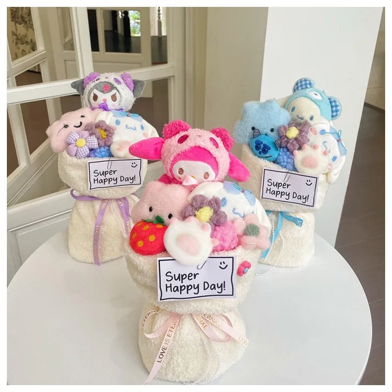 

Sanrioed My Melody Cinnamoroll Kuromi Плюшевая Кукла милый букет кавайные декоративные украшения милый творческий Букет Подарки для девочек