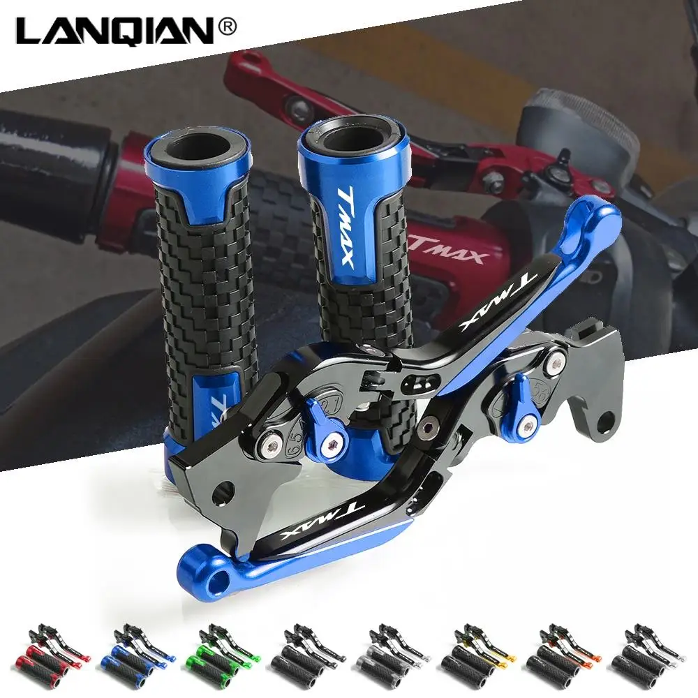 

For Yamaha TMAX 530 500 Motorcycle Aluminum Brake Clutch Levers & Handlebar Grips TMAX500 530 2001 2002 2003 2004 2005 2006 2007