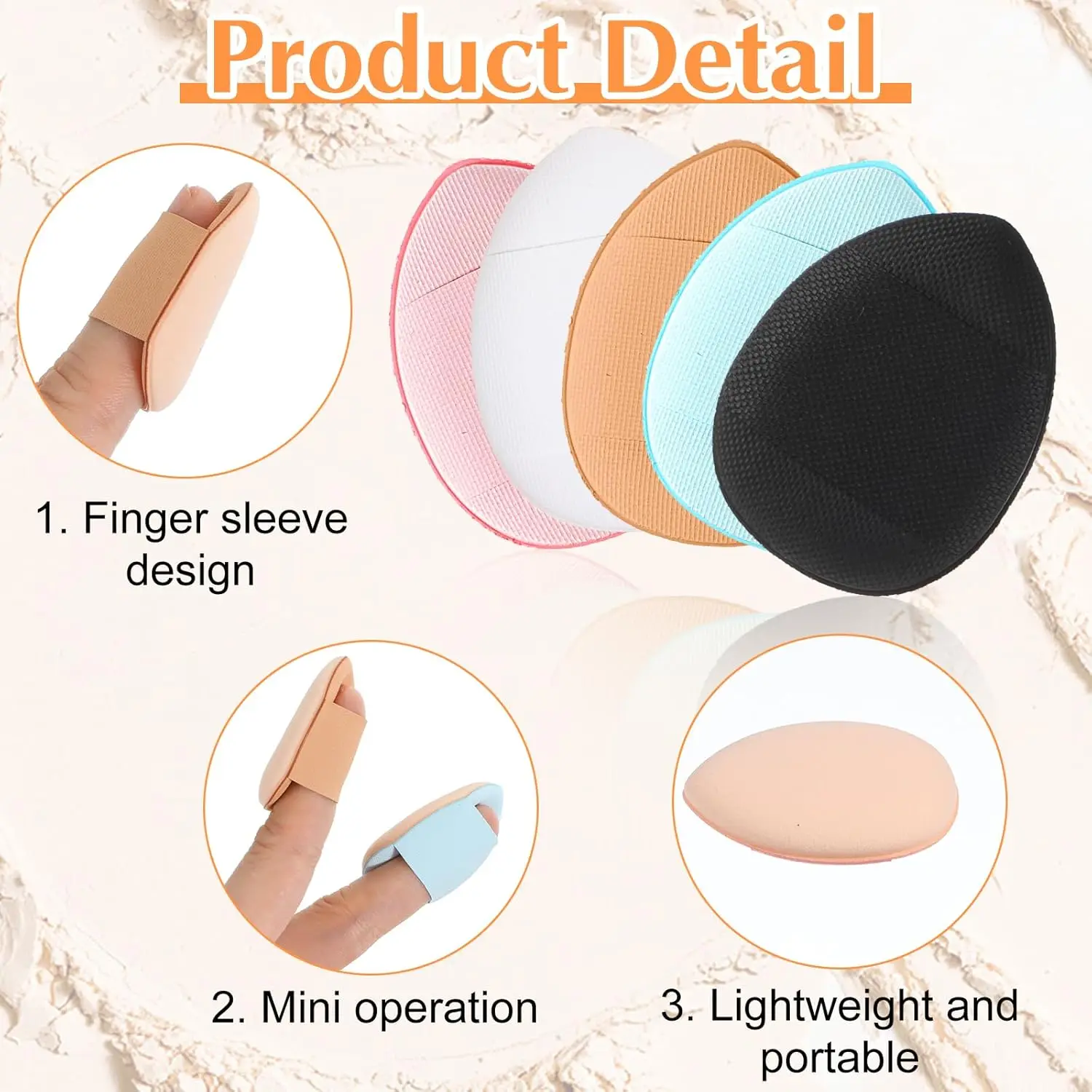 Finger Puff Set Latex-Free Mini Blenders All Skin Types