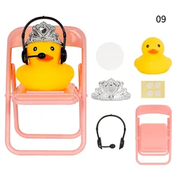 Yellow Rubber Duck Dashboard Ornament with Swim Ring, Sun Hat, and Necklace (09)