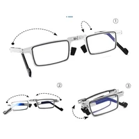 Metal Folding Reading Glasses Portable Ultra Light Anti Blue Light Lens Presbyopia Glasses Men's Rectangular Eyeglasses Eyewears 5