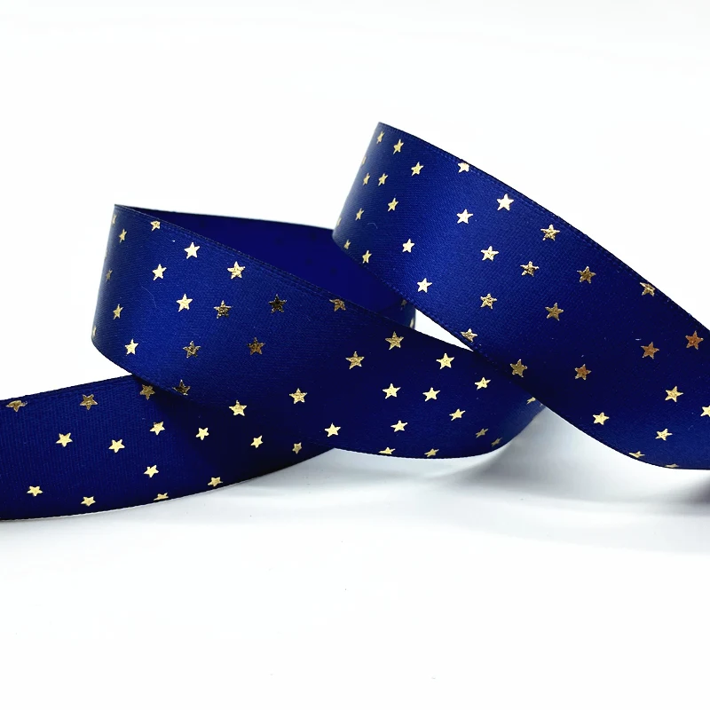 

100yards 25mm Navy Blue High Quality Bronzing Ribbon Polyester Satin Ribbon Gift Wrapping Wedding Decoration Hair Bows DIY #RoLi