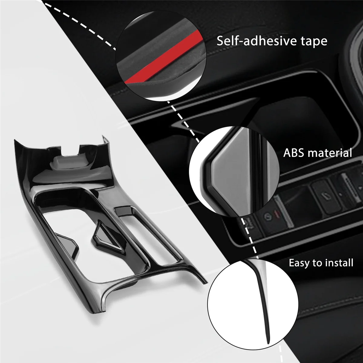 

Car Glossy Black Center Console Water Cup Holder Decoration Cover Trim Stickers for Honda HRV HR-V Vezel 2021 2022