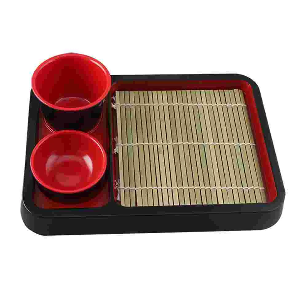 

1 Set Japanese Soba Plate Japanese Square Zaru Soba Noodle Tray with Dipping Cup Sushi Serving Tray for Kitchen