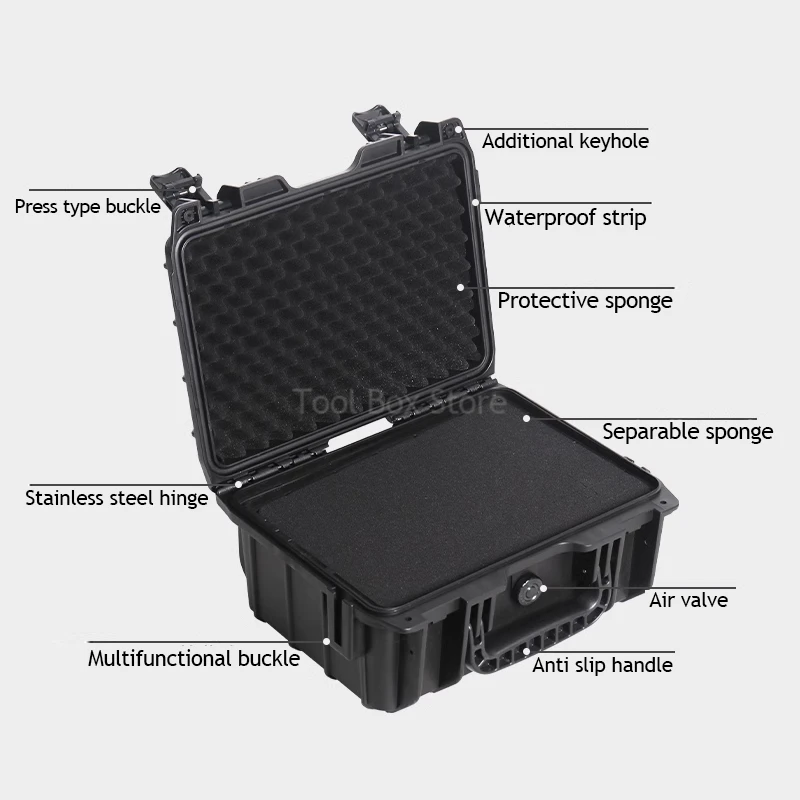 Tool Box Plastic Waterproof Hard Carry Case Safety Equipment Instrument Case Storage Box Portable Tool Box Shockproof Toolbox 3