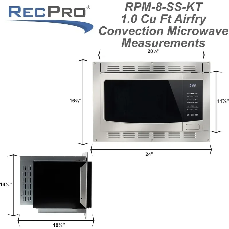 RecPro RV Kitchen Air Fryer & Convection Microwave with Trim Kit | 1.0 Cu. Ft. | 120V | 6 Cooking Modes (Stainless Steel) 5
