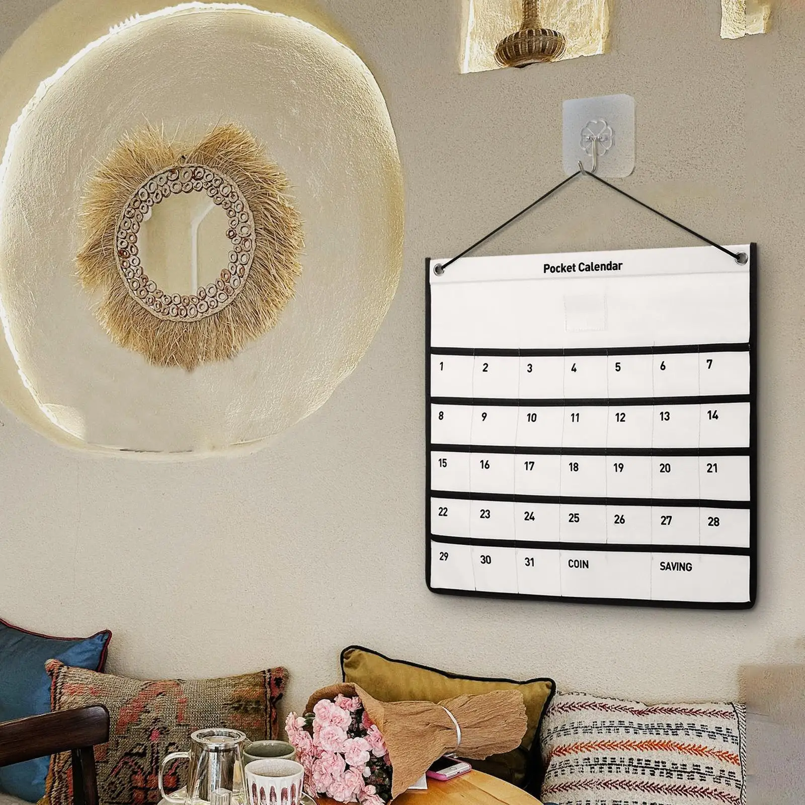 Calendar Storage Bag Wall Mounted Pouch Office Desk Bags Non-woven Fabric Hanging 3