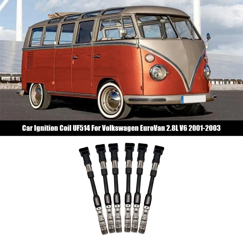 

6 шт., автомобильные катушки зажигания UF514 для Volkswagen Eurovan 2001 л V6 2003-022905100