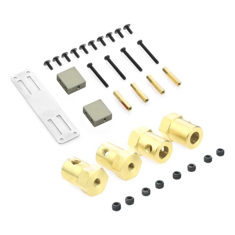 

2 Set RC Car Part: 1 Set Metal Servo Fixed Mount Bracket Kit & 1 Set 5Mm To 12Mm Brass Combiner Wheel Hub Hex Adapter