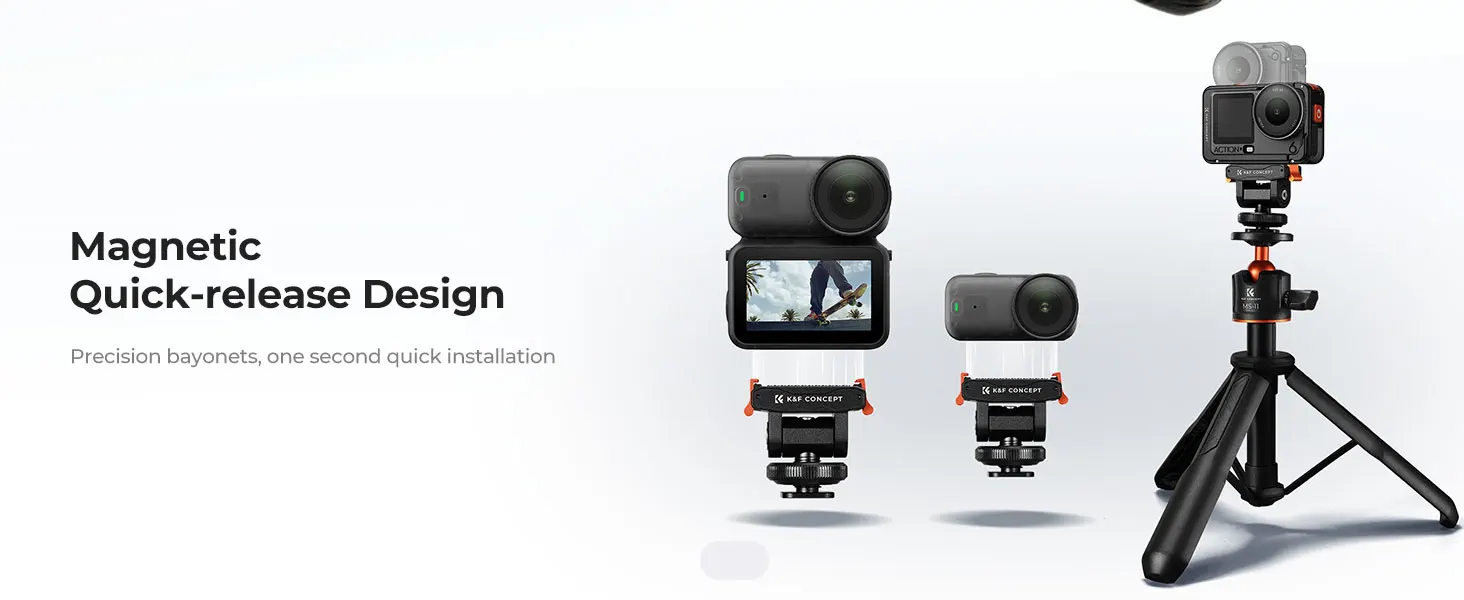 K&F CONCEPT Kaltschuh-Halterung für DJI Osmo Action 6 und Osmo Nano Magnetische Schnellwechselbasis Passt auf DSLR-Hotshoe mit 1/4"-Gewinde – Detail 3