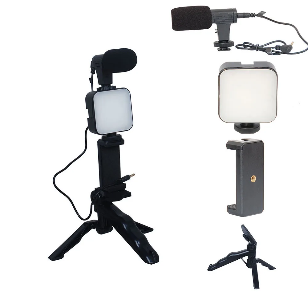 

LED Video Fill Light Vlog Shooting Kits With Remote Control Tripod Stand Microphone Phone Holder For Youbube Live Streaming