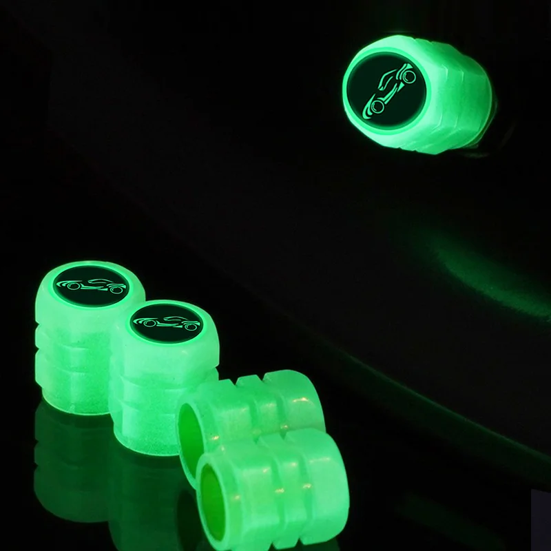 

green Luminous Valve Cap with Car Logo Auto Motorcycle Bike Tyre Night Glowing Cap Decoration Universal Dustproof Nozzles Cover
