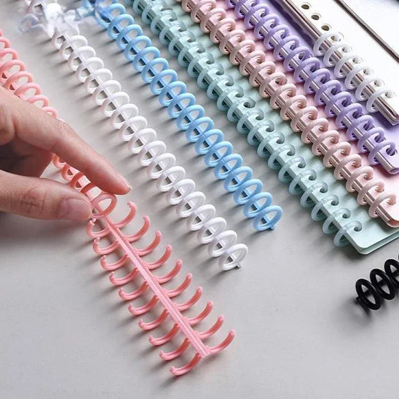 5pcs Loose-leaf Binding Ring Spring Spiral Rings Plastic Binder Strip 30 Holes for A4 Paper Notebook Stationery Office Supplies plastic binding rings,loose leaf binding coil,book binding supplies