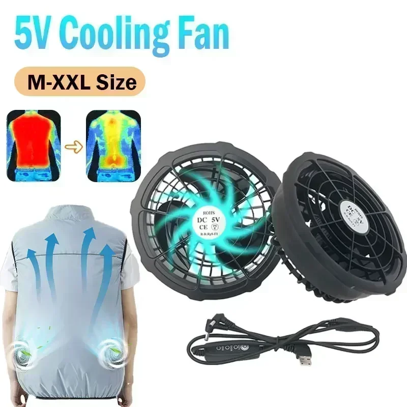 Veste Rafraîchissante avec Ventilateur 5V 3 Vitesses pour Pêche Randonnée et Travail d'Été