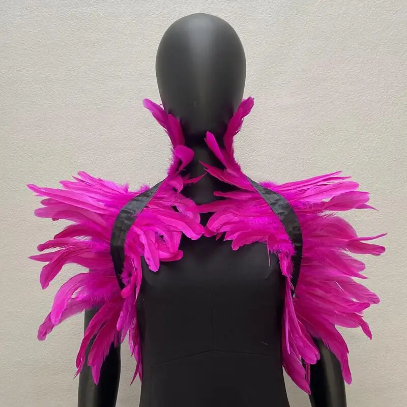 Long Faux Fur Shawl Gothic Feather Shawl Performance Prom Shawl Halloween Party Costume Accessories