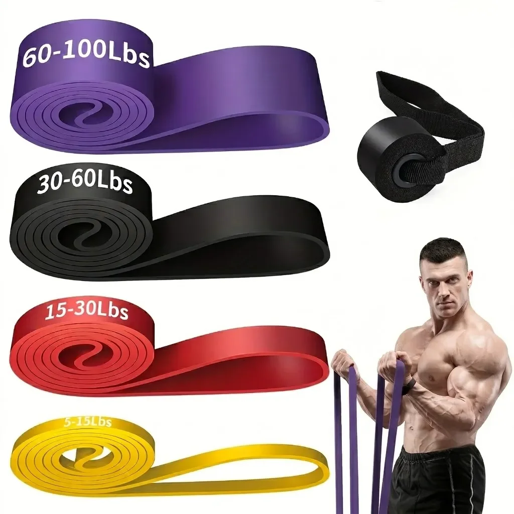 5PCS Resistance Bands Set Door Anchor Pull Up Assist Exercise Workout Fitness