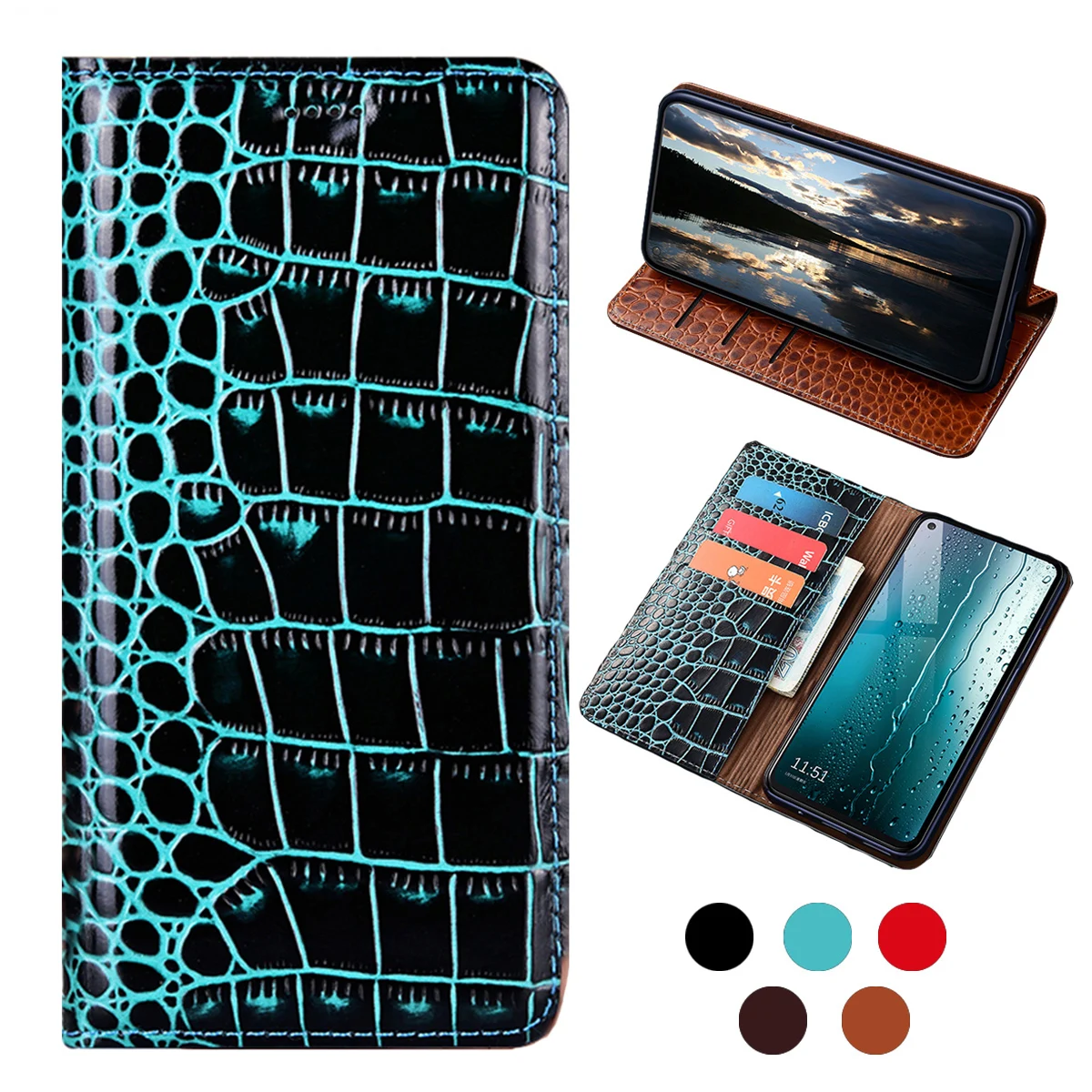 

Luxury Wallet Genuine Leather Flip Phone Case For ASUS ZenFone 5Z ZS620KL ZE620KL 5 Lite ZC600KL 5 2018 Crocodile Cover Case