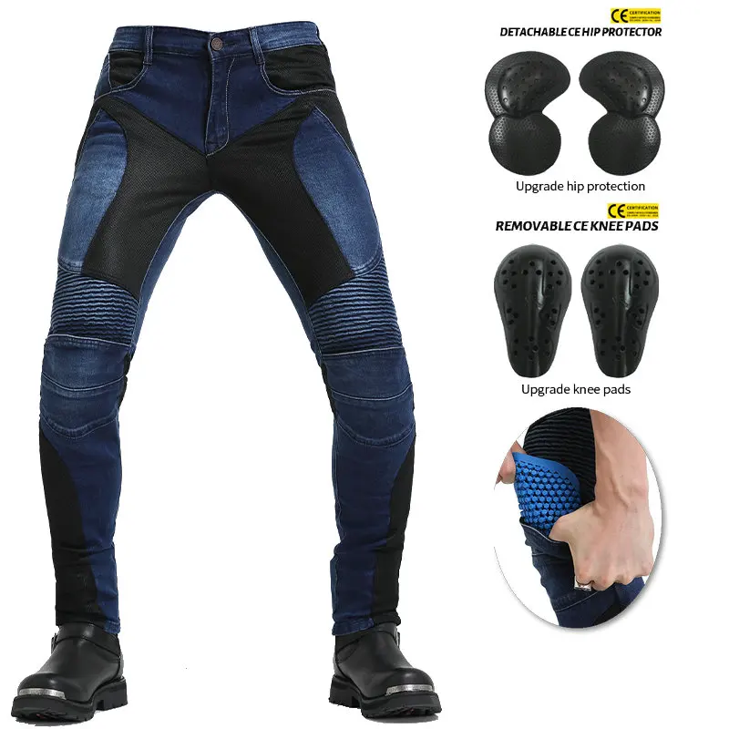 Motorcycle Jeans Leisure Motorcycle Men's Off-road Outdoor Jean cycling Summer Pants With Protect Equipment mesh breathable