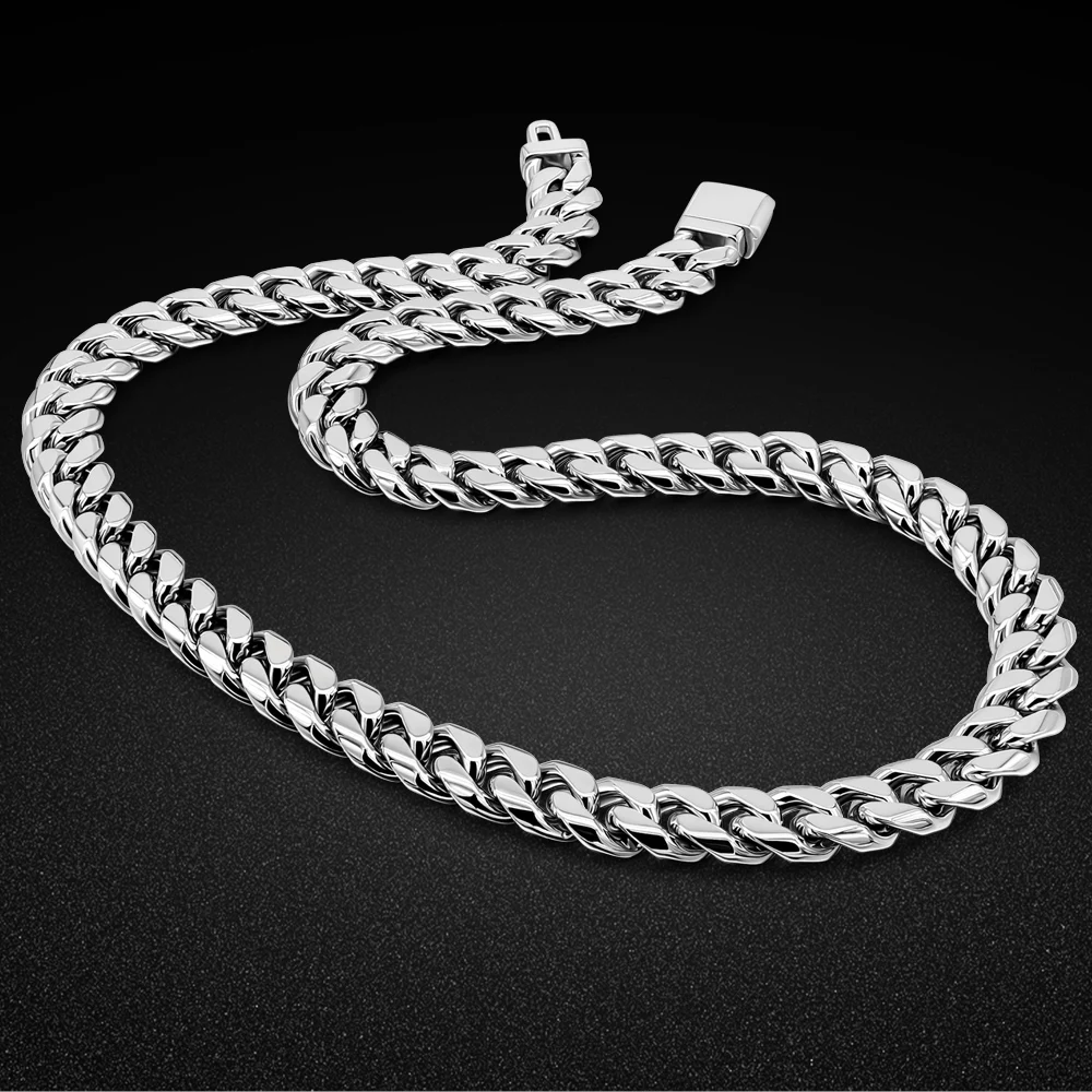 

Long 925 Sterling Silver Miami Cuban Chain Necklace Hip Hop for Women Men on The Neck Jewelry Accessories Choker Valentine's Day