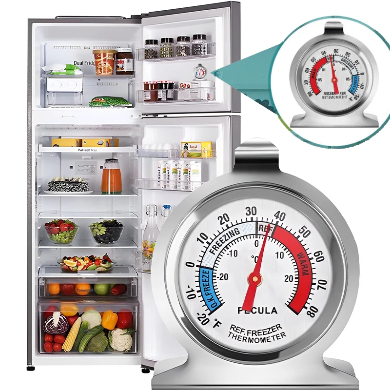 

Refrigerator Thermometer Classic Fridge Thermometer Large Dial with Red Indicator Thermometer for Freezer Refrigerator Cooler