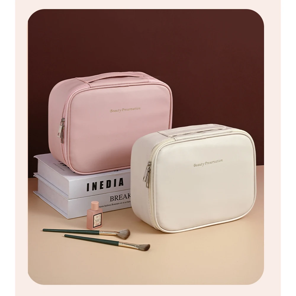 Borsa per cosmetici da viaggio, grande capacità, custodia per il trasporto impermeabile Custodia per cosmetici con divisore e maniglia - immagine 2