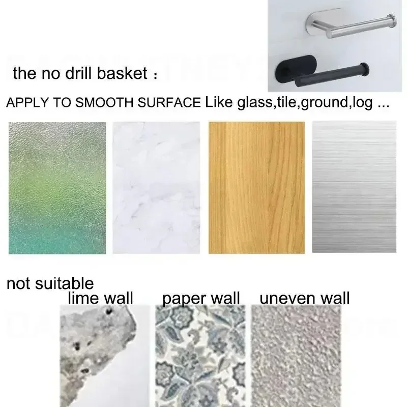 Self-Adhesive Stainless Steel Toilet Roll Paper Towel Toilet wall Mount Holder Organizers Punch-Free Rack Tissue Accessories U26