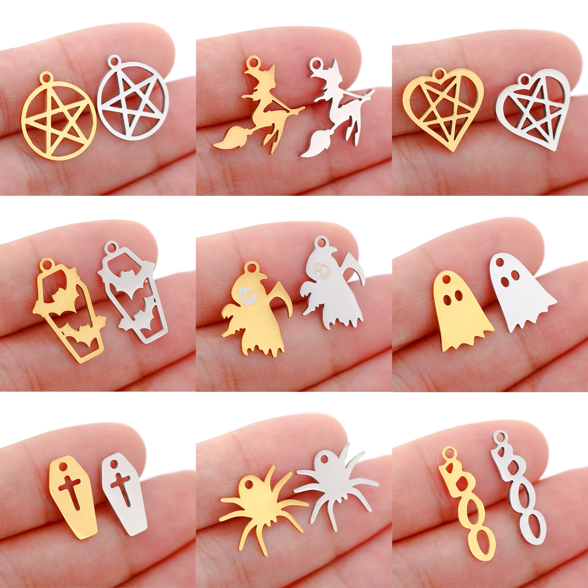 5PC Halloween DIY Charms Ghost＆Spider＆Vampire＆Bat＆Jack-o-Lantern Charms For Making Bracelet Earrings Pendant Jewelry Accessories