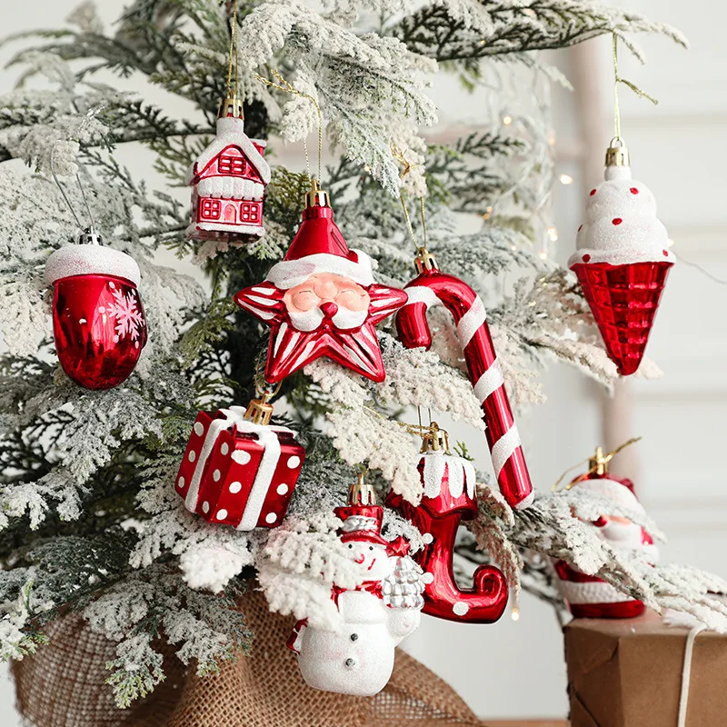 Christmas Red Lollipop Candy Cane Pendant Xmas Tree Hanging Ball Ornaments Christmas Decor for Home New Year Gif 2pcs/set christmas decorations