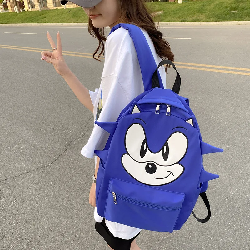 소닉 레이싱 백팩, 여성 코듀로이 백팩, 대학 학교 백팩, 십대 소녀용 여행 숄더백, 패션