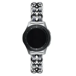 Luxury Leather and Metal Bracelet for Smartwatches - 20mm/22mm Bands (03 silver gray)