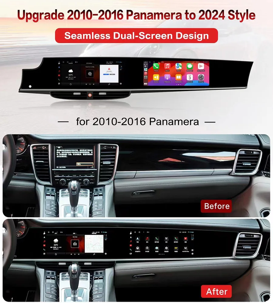 10.9 Inch+11.4 Inch Dual Screen Carplay For Porsche Panamera 970 2010-2016 Upgra