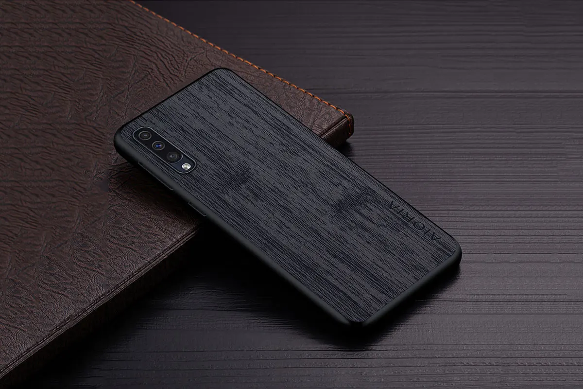 Case for Samsung Galaxy A50 A70 A50S A30S A40 A10 funda bamboo wood pattern Leather skin cover Luxury phone case coque capa samsung silicone case