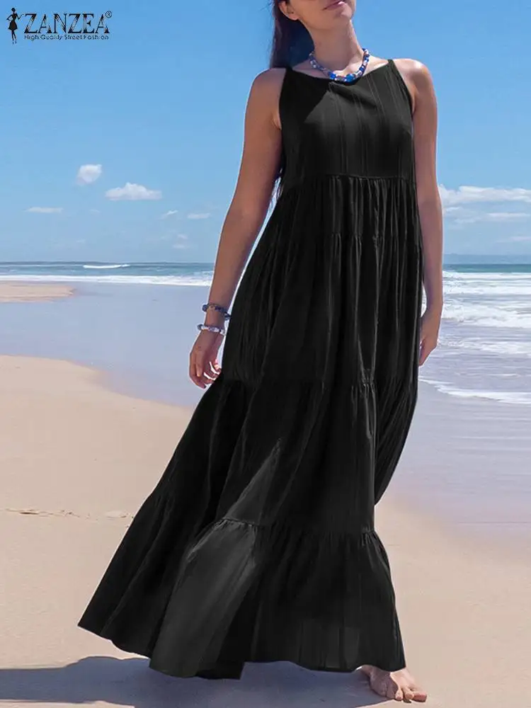 Summer Elegant Overalls Dress Oversized Sundress Women Vintage