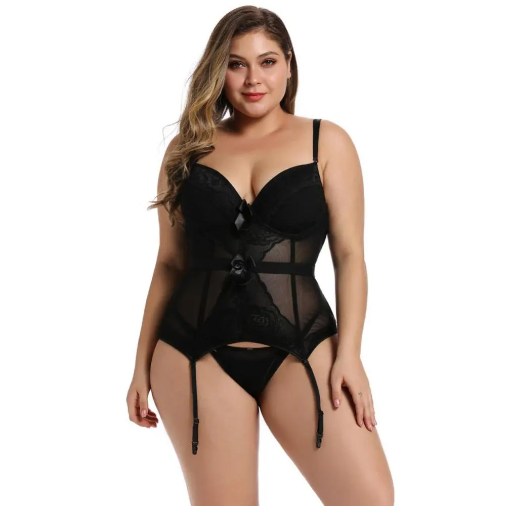 Sexy Lingerie Sexy Breathable Mesh Lingerie Women's Open Crotch Shapewear Lace Court Corset S-6XL Lace Bodysuit