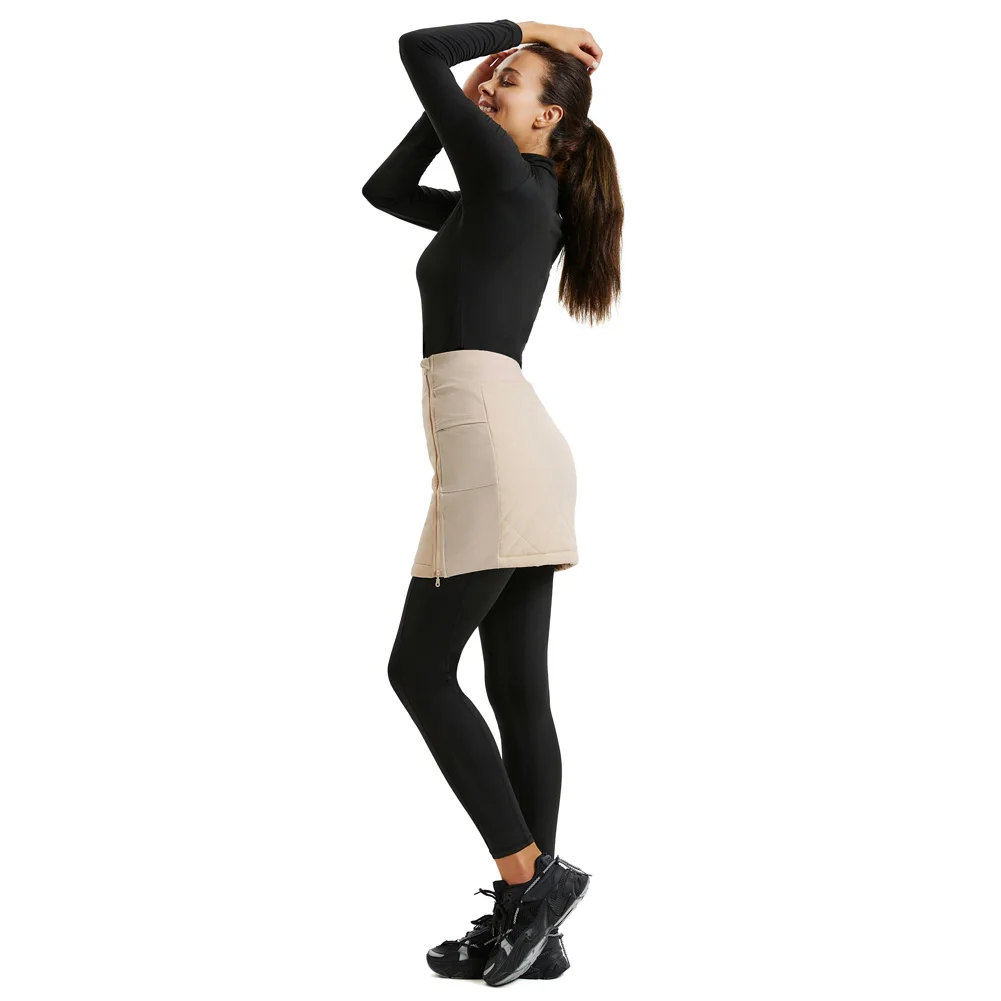 JS Women Padded Sports Skirt Warm Elastic High Waist Zip-up A-Line Skirt Stretchy Skorts Golf Skorts Skirt With Pockets A30